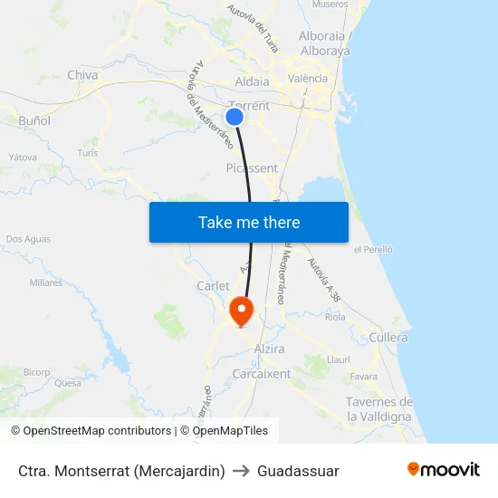 Ctra. Montserrat (Mercajardin) to Guadassuar map