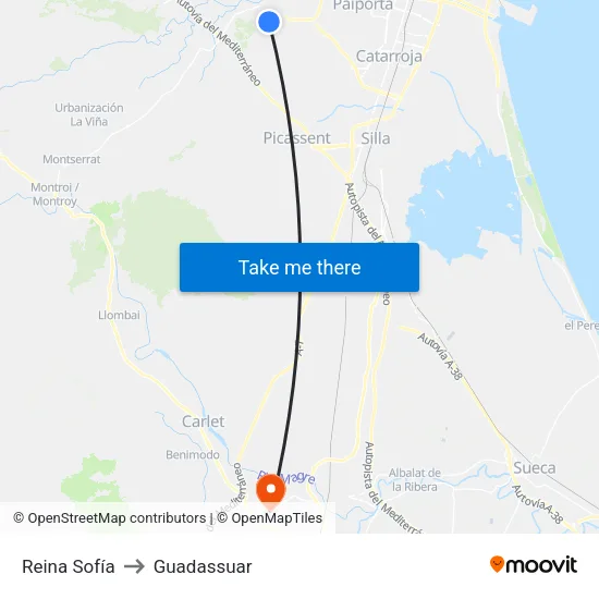 Reina Sofía to Guadassuar map