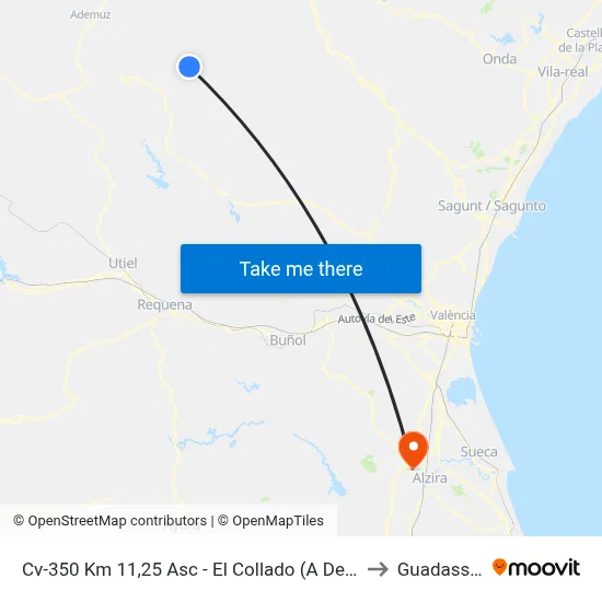 Cv-350 Km 11,25 Asc - El Collado (A Demanda) to Guadassuar map