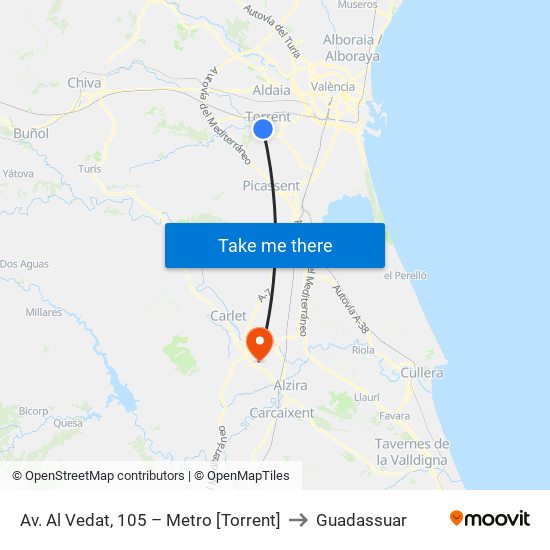 Av. Al Vedat, 105 – Metro [Torrent] to Guadassuar map