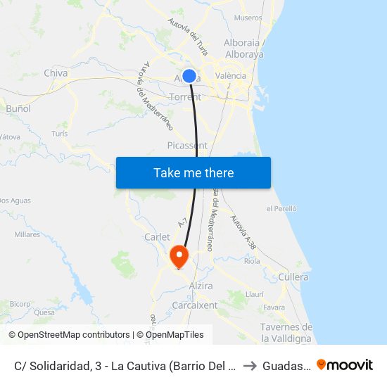 C/ Solidaridad, 3 - La Cautiva (Barrio Del Cristo) [Aldaia] to Guadassuar map