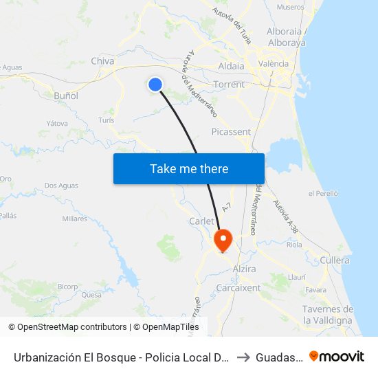 Urbanización El Bosque - Policia Local De Chiva [Chiva] to Guadassuar map