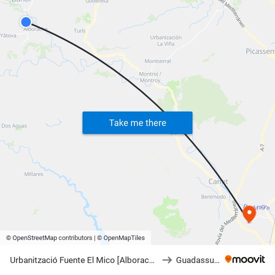Urbanització Fuente El Mico [Alborache] to Guadassuar map