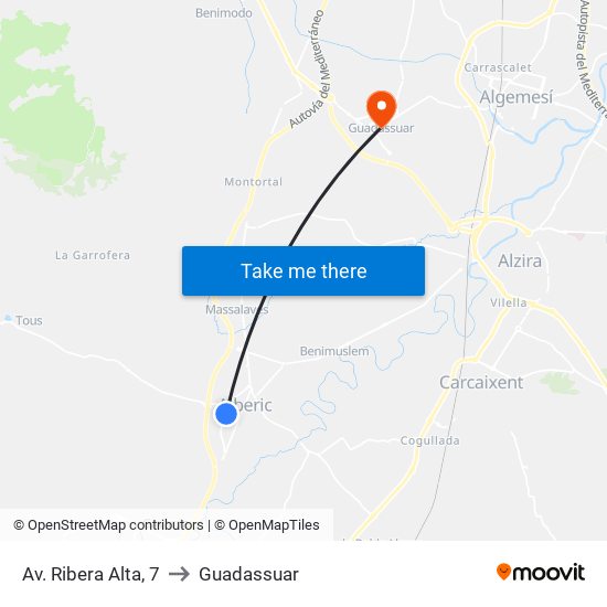 Av. Ribera Alta, 7 to Guadassuar map
