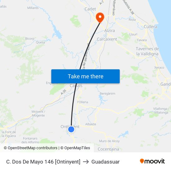 C. Dos De Mayo 146 [Ontinyent] to Guadassuar map