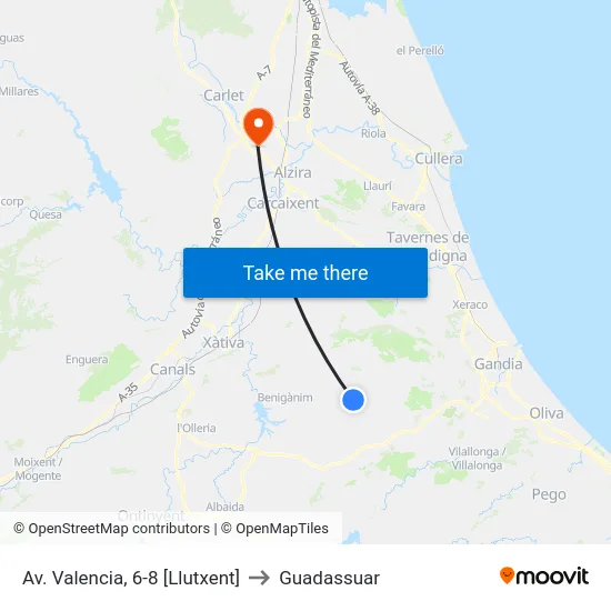 Av. Valencia, 6-8 [Llutxent] to Guadassuar map