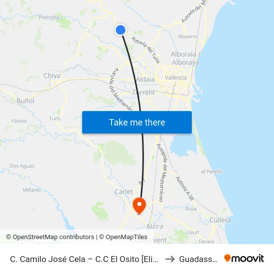 C. Camilo José Cela – C.C El Osito [Eliana, L] to Guadassuar map