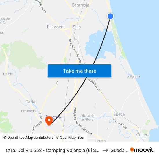 Ctra. Del Riu 552 - Camping València (El Saler) (El Saler) [València] to Guadassuar map