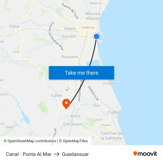 Canal - Punta Al Mar to Guadassuar map