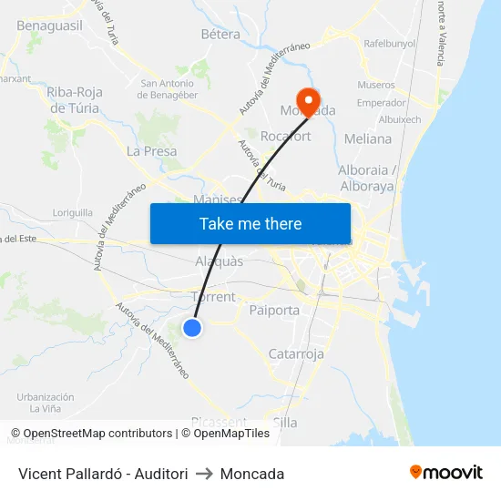Vicent Pallardó - Auditori to Moncada map