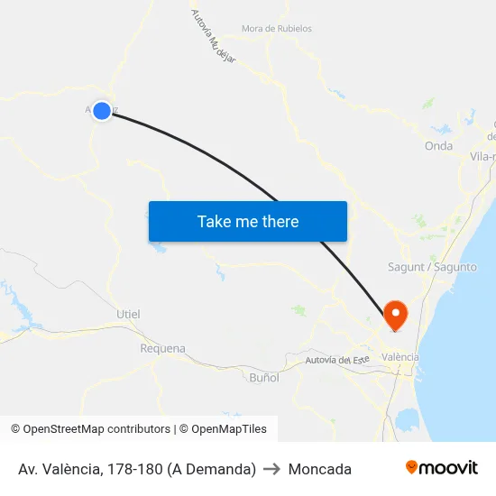 Av. València, 178-180 (A Demanda) to Moncada map