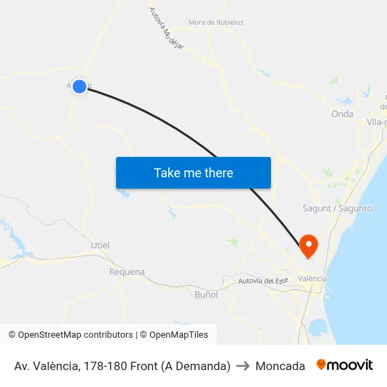 Av. València, 178-180 Front (A Demanda) to Moncada map