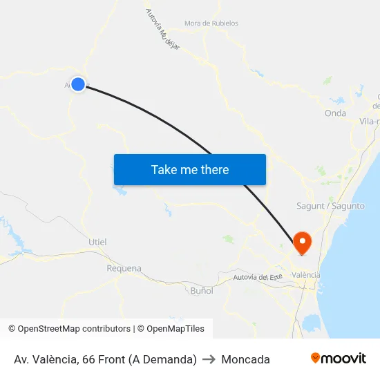 Av. València, 66 Front (A Demanda) to Moncada map