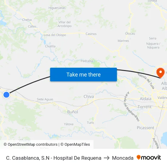 C. Casablanca, S.N - Hospital De Requena to Moncada map