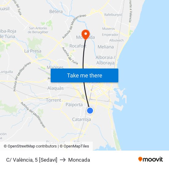 C/ València, 5 [Sedaví] to Moncada map