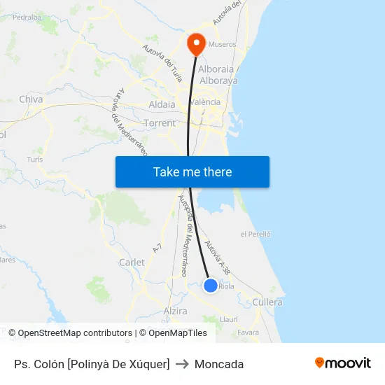 Ps. Colón [Polinyà De Xúquer] to Moncada map
