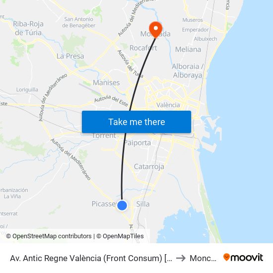 Av. Antic Regne València (Front Consum) [Alcàsser] to Moncada map