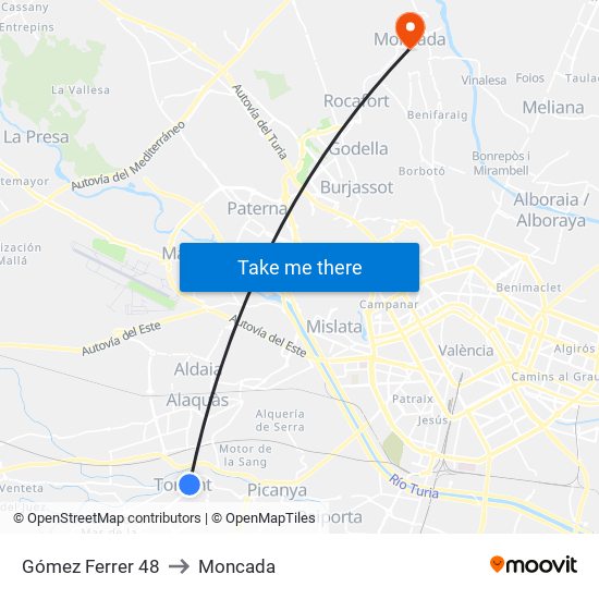 Gómez Ferrer 48 to Moncada map