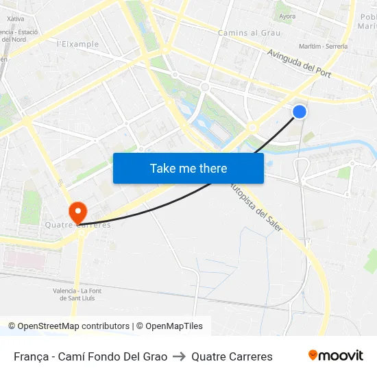 França - Camí Fondo Del Grao to Quatre Carreres map