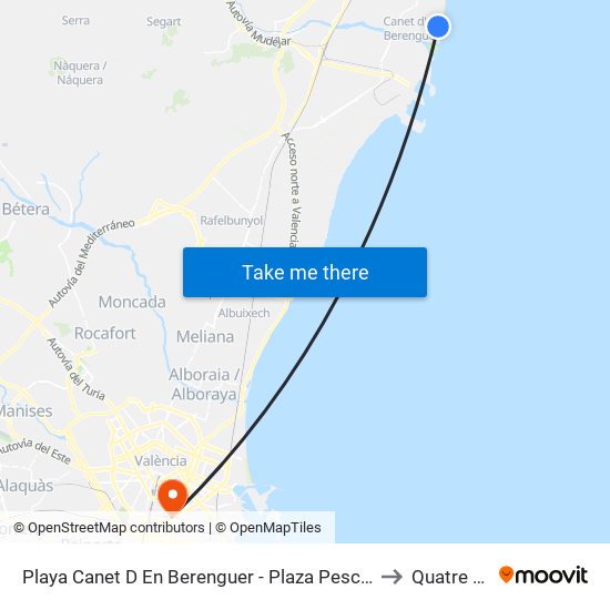 Playa Canet D En Berenguer - Plaza Pescadores [Canet D En Berenguer] to Quatre Carreres map