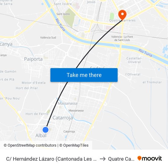 C/ Hernández Lázaro (Cantonada Les Llargues) [Albal] to Quatre Carreres map