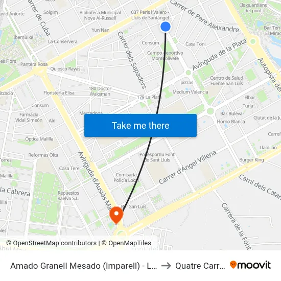 Amado Granell Mesado (Imparell) - Lluís Oliag to Quatre Carreres map