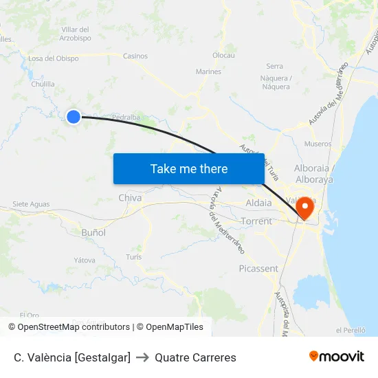 C. València [Gestalgar] to Quatre Carreres map