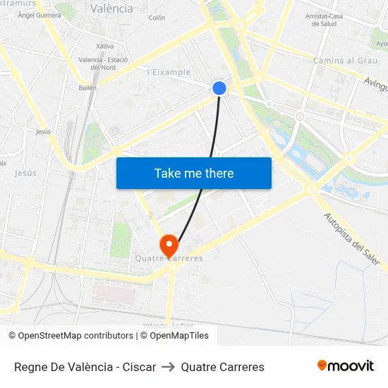 Regne De València - Ciscar to Quatre Carreres map