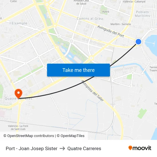 Port - Joan Josep Sister to Quatre Carreres map