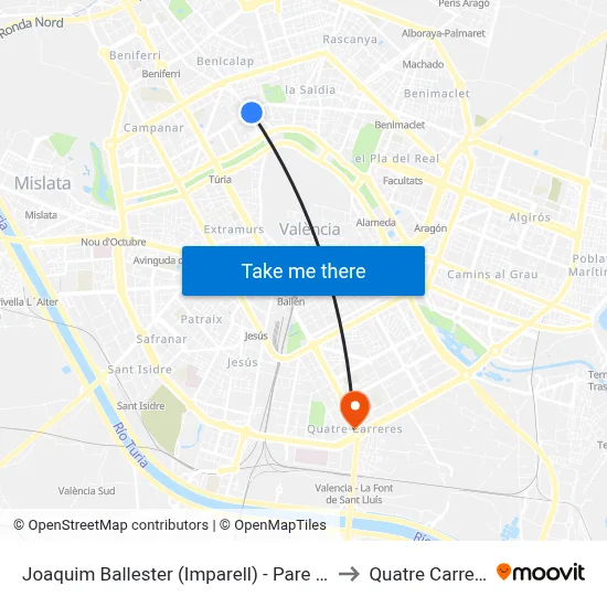 Joaquim Ballester (Imparell) - Pare Ferrís to Quatre Carreres map