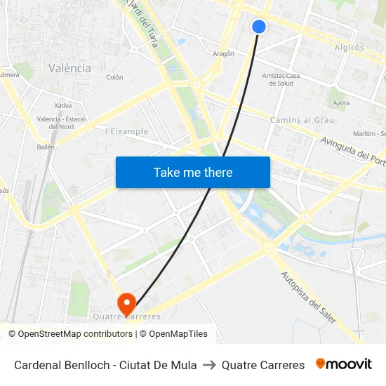 Cardenal Benlloch - Ciutat De Mula to Quatre Carreres map