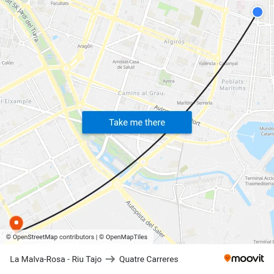 La Malva-Rosa - Riu Tajo to Quatre Carreres map