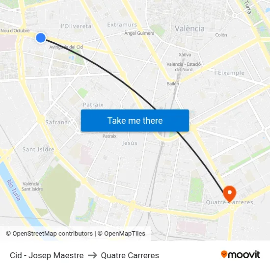 Cid - Josep Maestre to Quatre Carreres map
