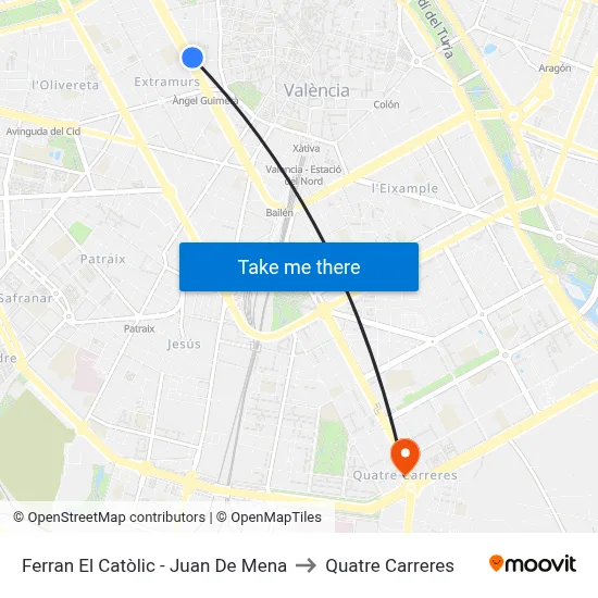 Ferran El Catòlic - Juan De Mena to Quatre Carreres map
