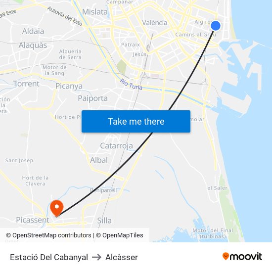 Estació Del Cabanyal to Alcàsser map