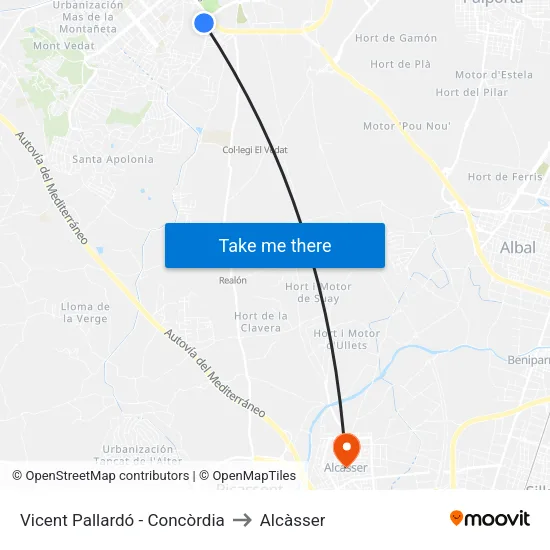 Vicente Pallardó - Concordia to Alcàsser map