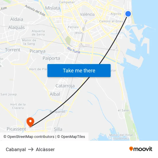 Cabanyal to Alcàsser map