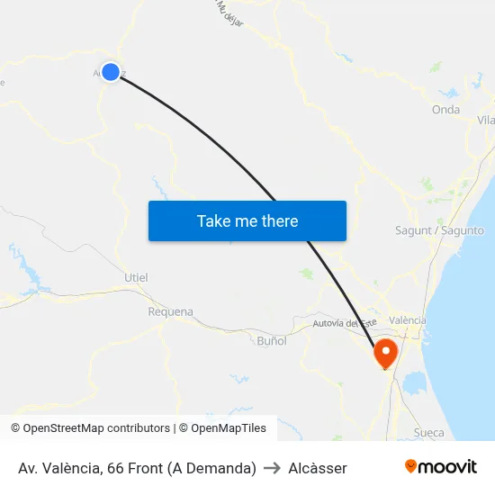 Av. València, 66 Front (A Demanda) to Alcàsser map