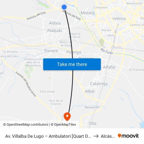 Av. Villalba De Lugo – Ambulatori [Quart De Poblet] to Alcàsser map