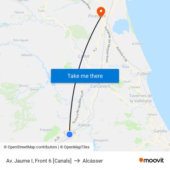 Av. Jaume I, Front 6 [Canals] to Alcàsser map