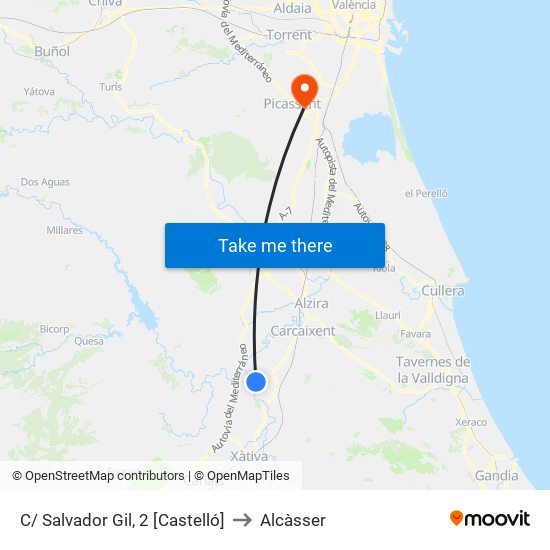 C/ Salvador Gil, 2 [Castelló] to Alcàsser map