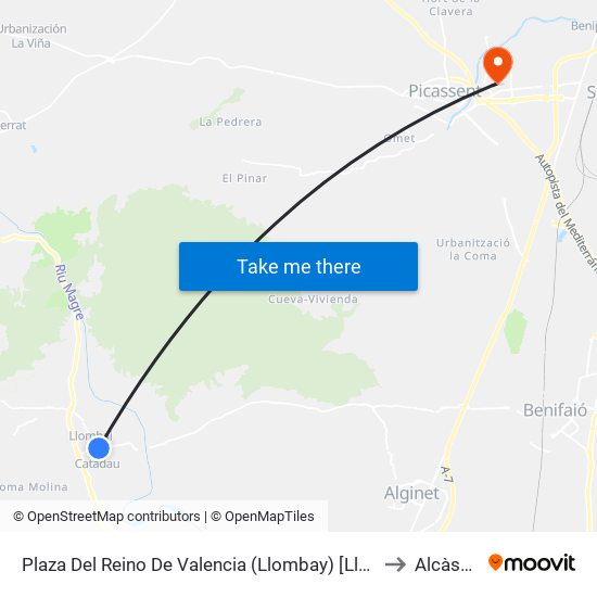 Plaza Del Reino De Valencia (Llombay) [Llombai] to Alcàsser map
