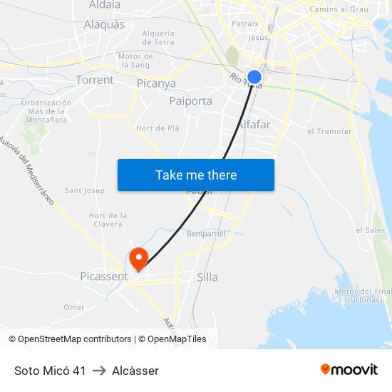 Soto Micó 41 to Alcàsser map