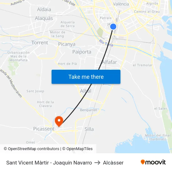 Sant Vicent Màrtir - Joaquín Navarro to Alcàsser map