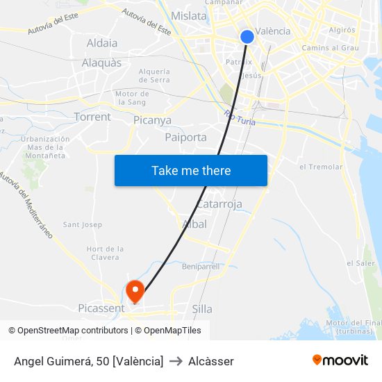 Angel Guimerá, 50 [València] to Alcàsser map