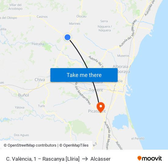 C. València, 1 – Rascanya [Llíria] to Alcàsser map