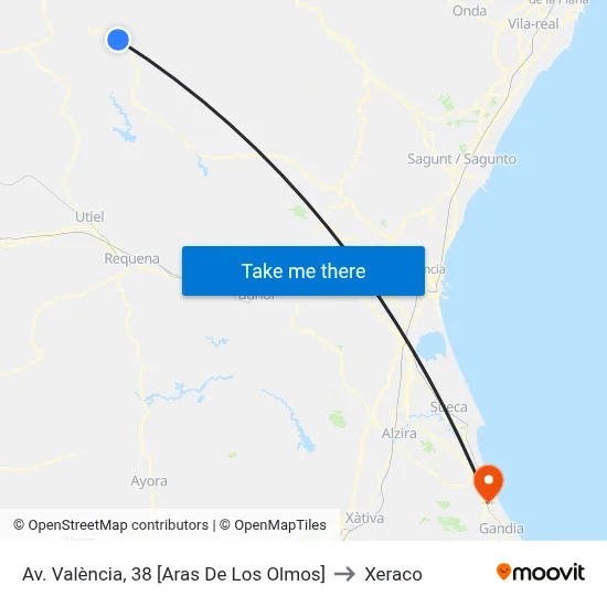 Av. València, 38 [Aras De Los Olmos] to Xeraco map