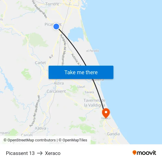 Picassent 13 to Xeraco map