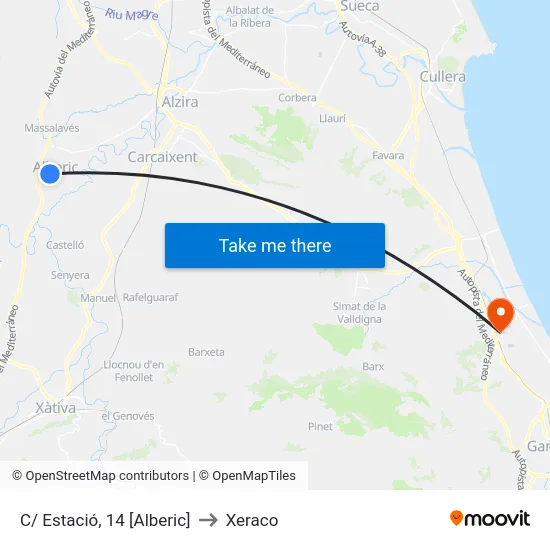 C/ Estació, 14 [Alberic] to Xeraco map