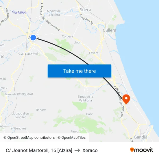 C/ Joanot Martorell, 16 [Alzira] to Xeraco map